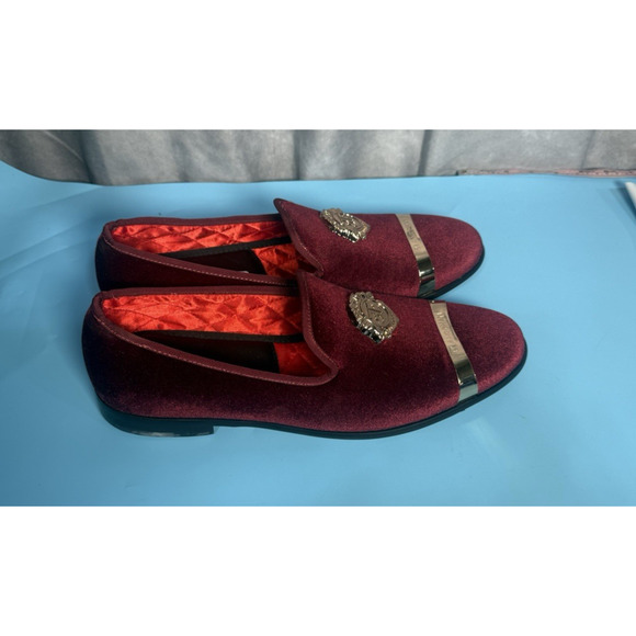 ELANROMAN Men Loafers Velvet Shoes Gold Plate Fashion Penny Slippers Slip on..14 - Picture 1 of 6